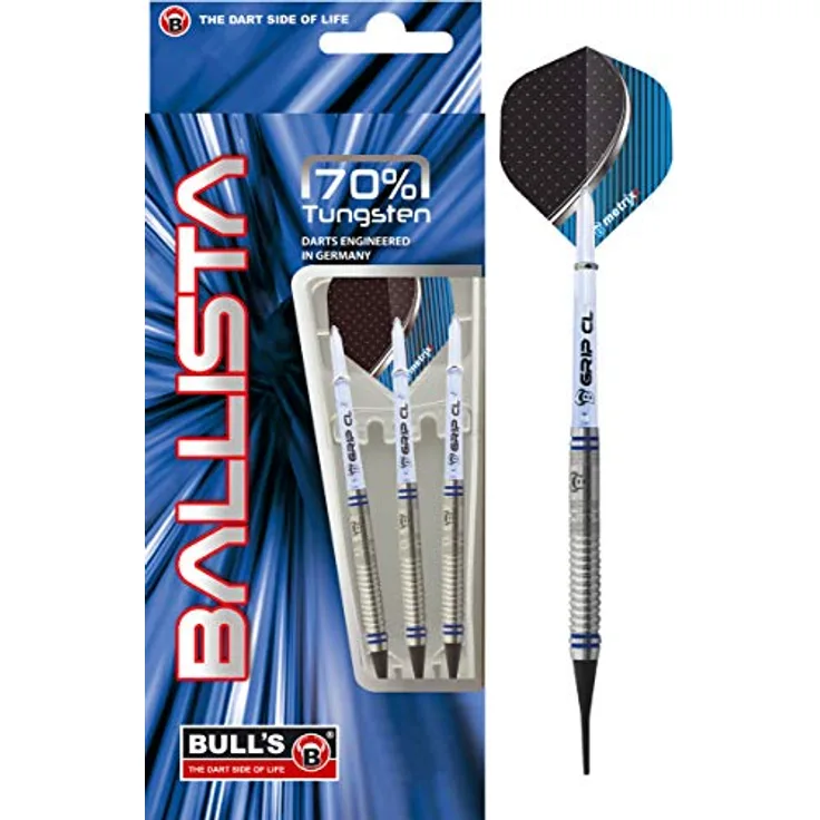 Ballista Soft Dart, sehr guter Einsteigerdart aus 70 % Tungsten, Dartset aus 3 Dartpfeilen, gradlinig & angenehmer Grip, der Dart für jedermann. Moderne Optik mit transparentem Schaft.