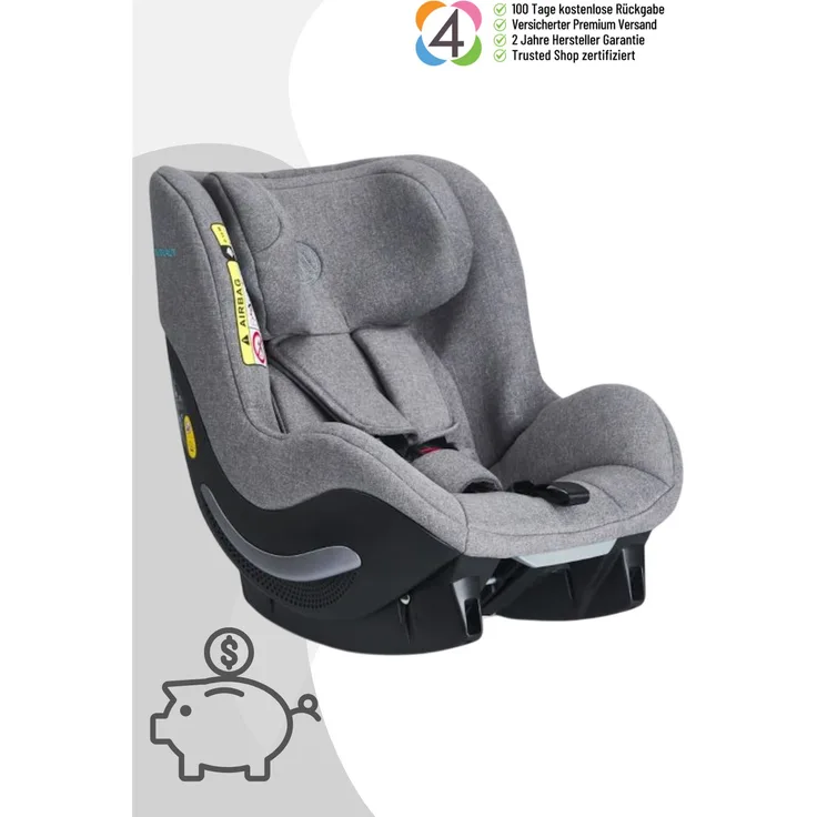 Avionaut AeroFix Smart, Reboard Kindersitz für Kinder (0-18 kg), grau, vorwärts und rückwärts montierbar