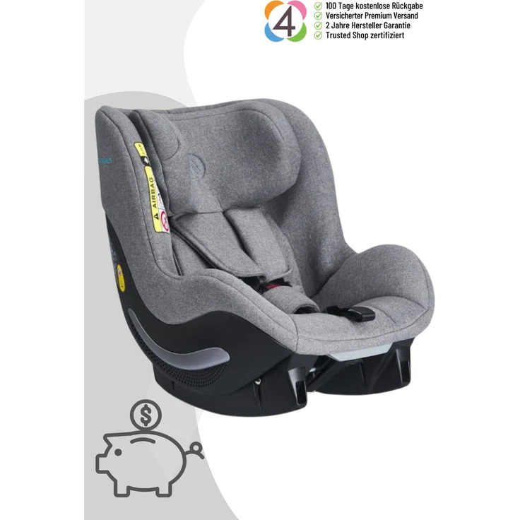 Avionaut AeroFix Smart, Reboard Kindersitz für Kinder (0-18 kg), grau, vorwärts und rückwärts montierbar