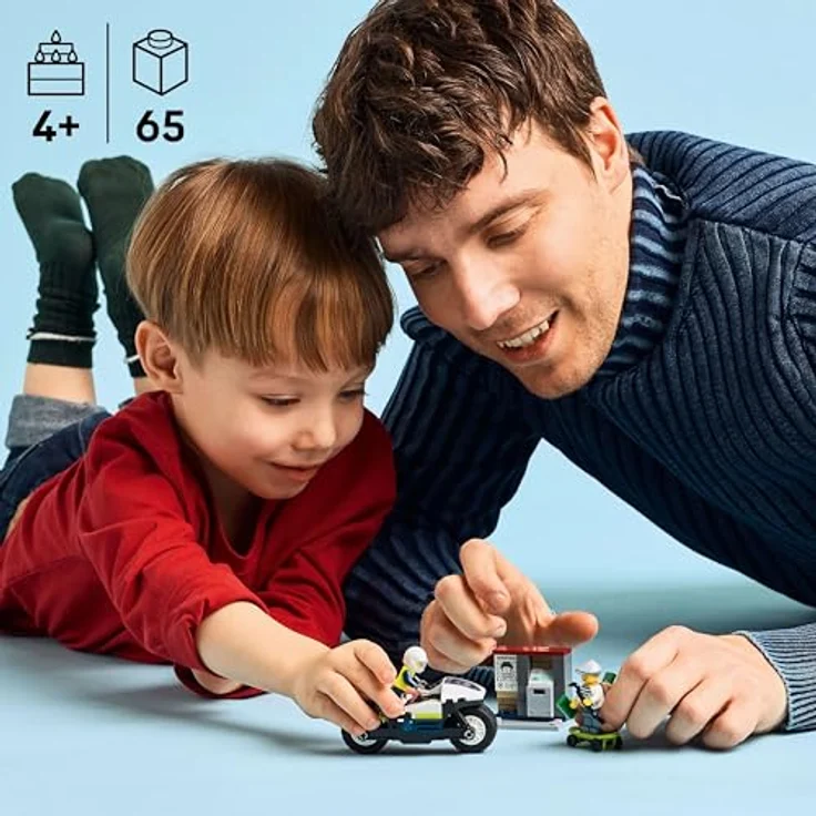 LEGO City 60455 - Verfolgungsjagd mit dem Polizeimotorrad, 65-teiliges Set für Kinder ab 4 Jahren mit Polizeimotorrad und Skateboard. – Bild 3