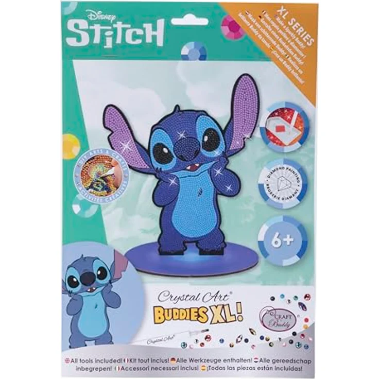 CRAFT Buddy Kreativset Crystal Art Buddies XL, Stitch, mit Holzständer und Harz-Strasssteinen – Bild 3