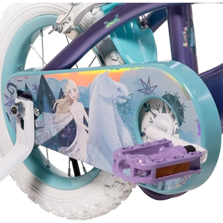 Huffy Disney Frozen Kinderfahrrad, 12 Zoll/30 cm, Metallic-Lila, mit Stützrädern und Puppenträger – Bild 5
