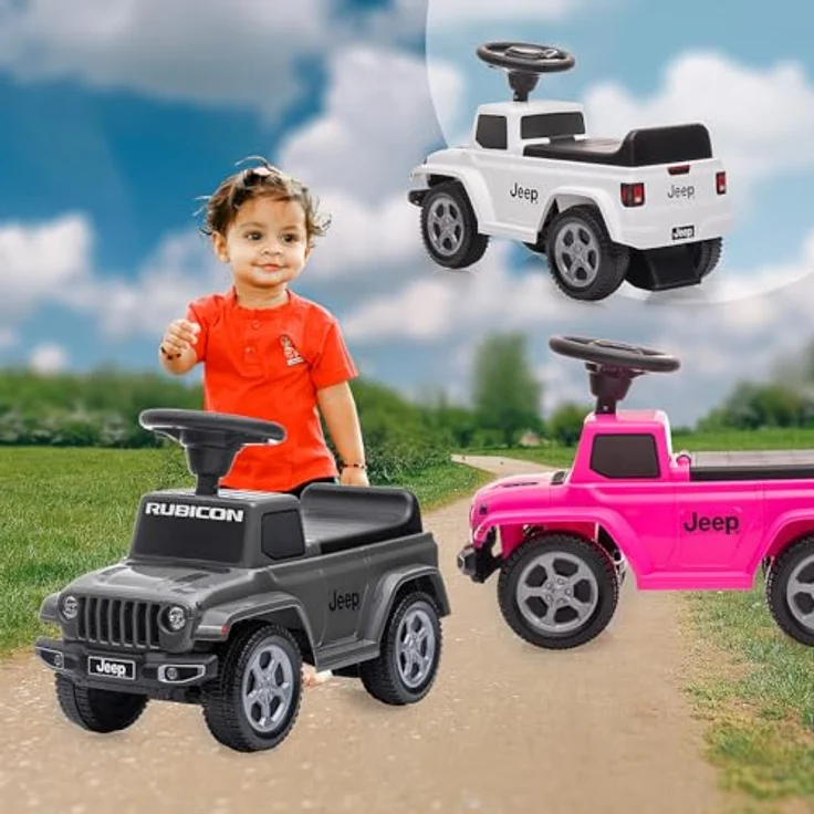 Weiss Rutscher Jeep Gladiator, Kinderfahrzeug mit Kipp-Schutz und Geräuschfunktion, weiss – Bild 7