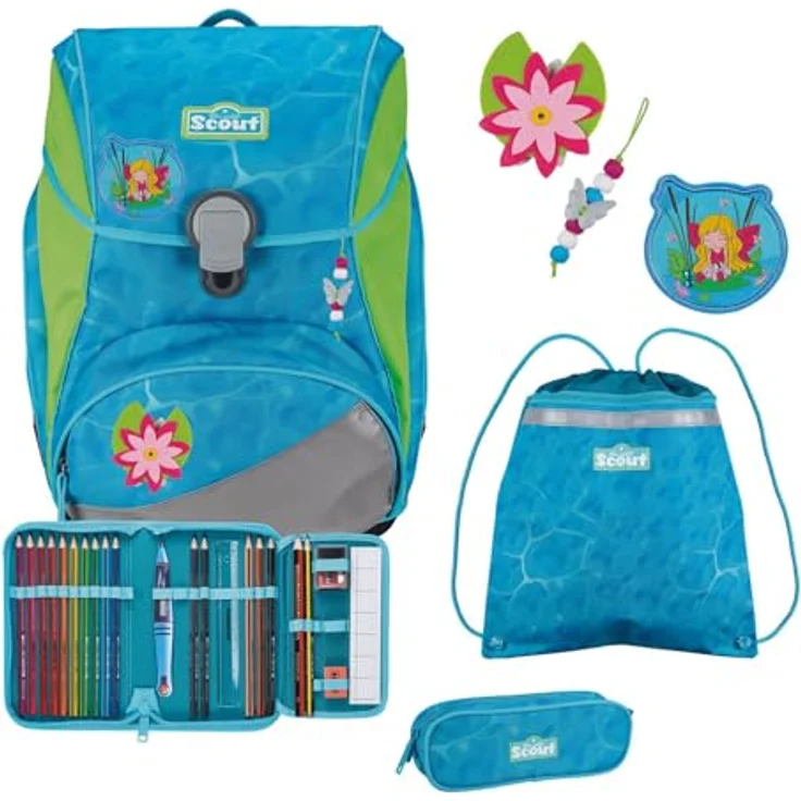 Scout Schulranzen Alpha (4-tlg), Polyester, mit atmungsaktiver Rückenpolsterung und Reflexmaterialien, 20 l Volumen – Bild 1