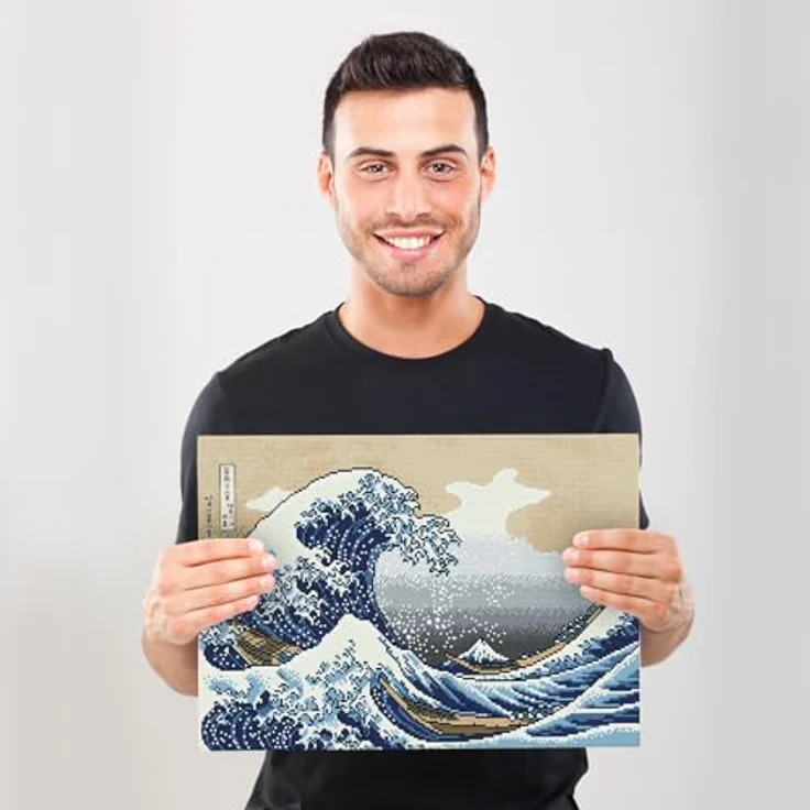 DIAMOND DOTZ 2592467 Original 5D Diamond Painting Squares Set, Welle vor Kanagawa, mit quadratischen Glitzersteinen, 57 x 39 cm, für Erwachsene und Kinder ab 12 Jahren, Intermediate, Silk-Touch-Finish – Bild 4