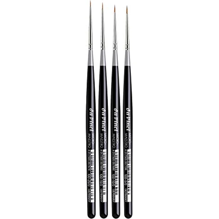 da Vinci Micro-Maestro Set, Aquarellpinsel für präzise Details, 20/0, 15/0, 10/0, 5/0, schwarze Griffe – Bild 2