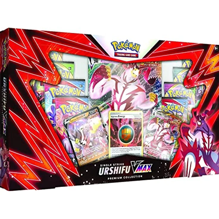 Pokémon Wulaosu Fokussierter Stil Vmax Premium-Box, Kartenspiel, ab 6 Jahren - Exklusiv bei Amazon, mächtige Vmax-Karte für Sammlung