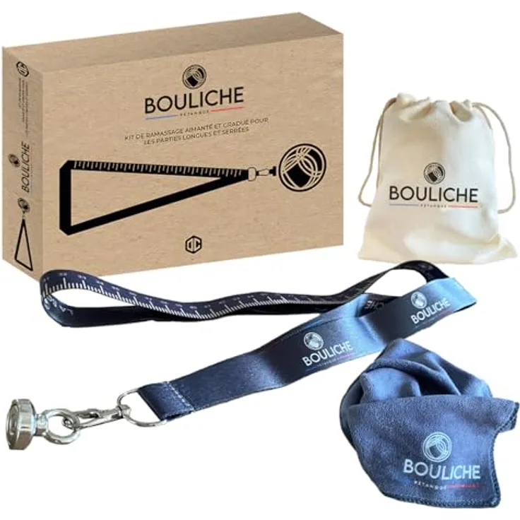 OriginalCorner® BOULICHE Boulekugel Sammelset mit Magnet und Maßband, inklusive Tuch und Transporttasche, leicht und tragbar für alle Boulekugeln