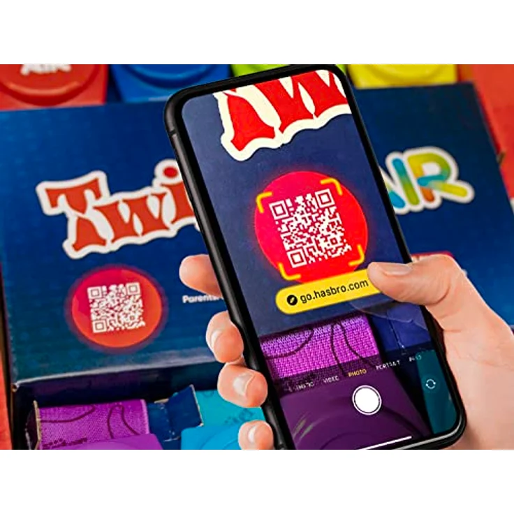 Hasbro Twister Air Spiel, AR Twister App Spiel, Verbindung mit Smart Geräten, Bewegungsspiel, ab 8 Jahren, Deutsche Version – Bild 4
