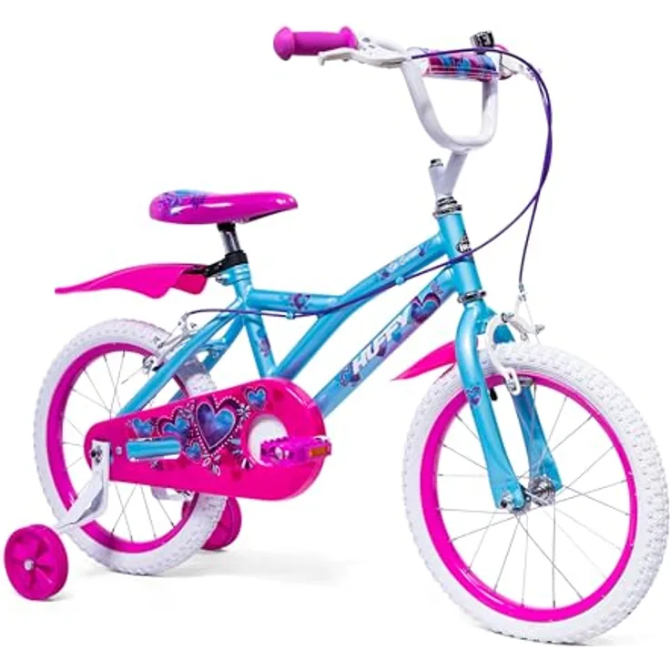 Huffy So Sweet 16" Kinderfahrrad 5-7 Jahre - Blau, Lustiges Design, hoher Komfort, Stützräder, einfacher Zusammenbau