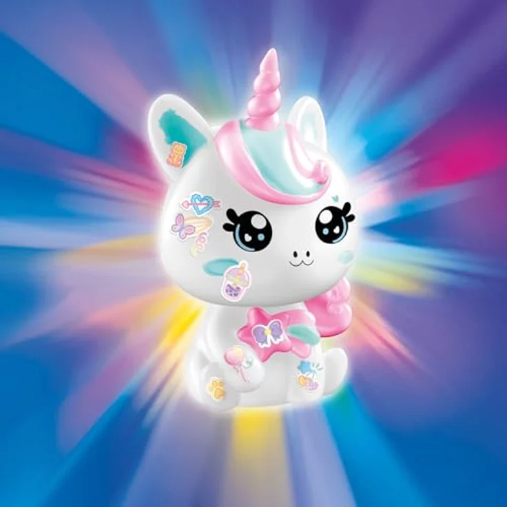 Canal Toys The Unicorn Family Light Up, Sammelfiguren mit leuchtender Einhorn-Mama und leuchtenden Baby-Einhörnern, 3 Stickerblätter, 2 Marker – Bild 8