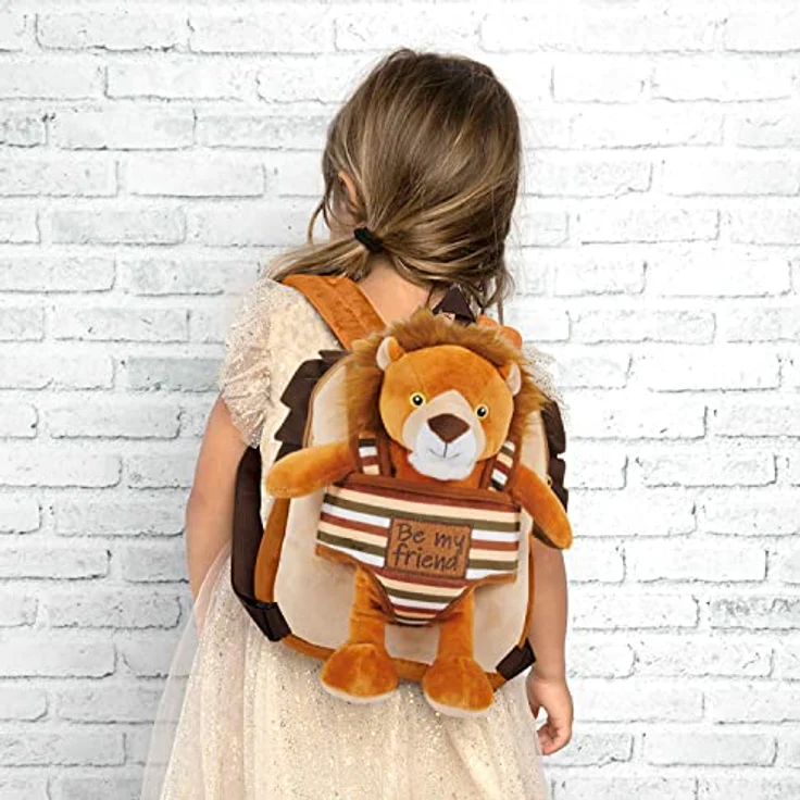 Perletti Lenny Lion Wenderucksack, 45 cm Plüschrucksack mit niedlichem Löwenmotiv, unisex – Bild 5