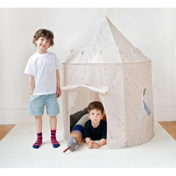 3 Sprouts Spielzelt für Kinder, Indoor Tippi mit vielseitigem Design zur Förderung der Kreativität, Terrazzo Beige – Bild 5