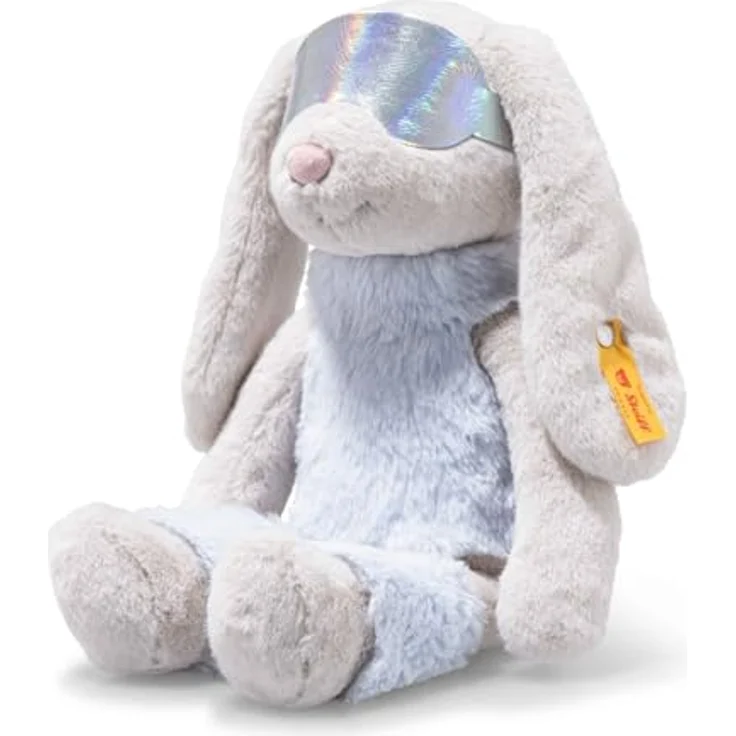Steiff Hase Hoppie Skifahrer, 31 cm, mit reflektierender Skibrille und flauschigem eisblauem Ski-Outfit – Bild 5