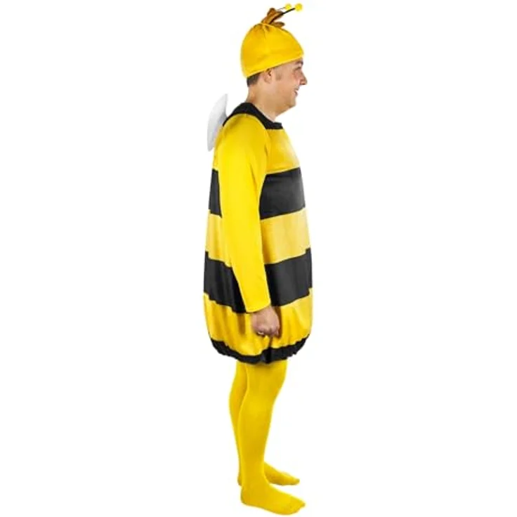Maskworld Willi Kostüm für Erwachsene, Biene Maja Tierkostüm in schwarz-gelb, zweiteilig (XXXL) mit Flügeln – Bild 3