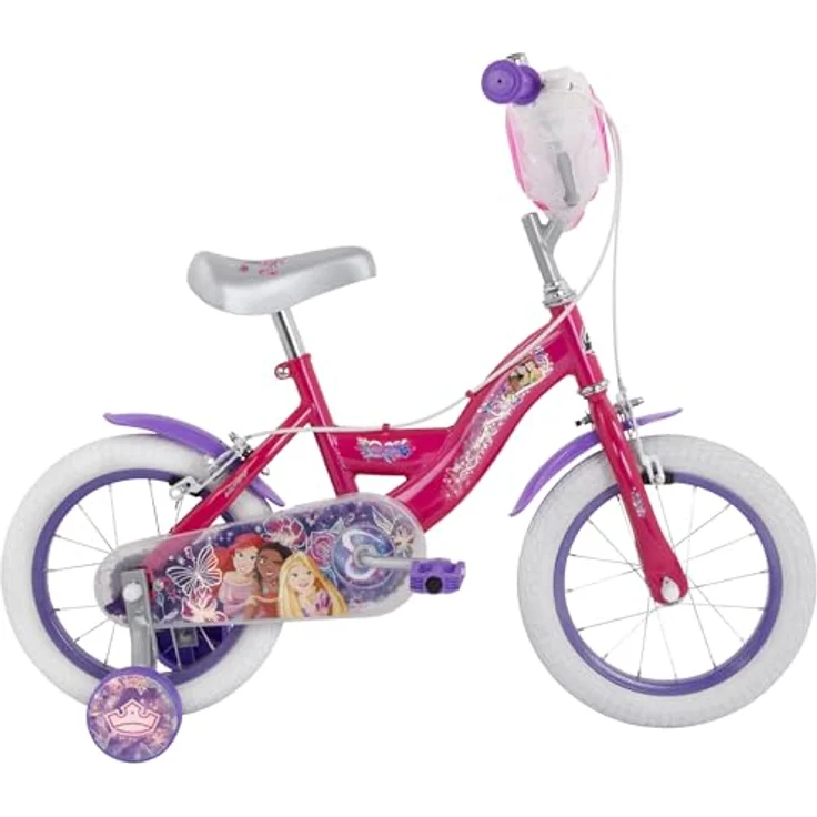 Huffy Disney Prinzessin 14 Zoll Mädchen Fahrrad, rosa, mit Stützrädern und verstellbarem Sitz für Alter 4-6 Jahre, Design mit Rapunzel und Cinderella – Bild 3