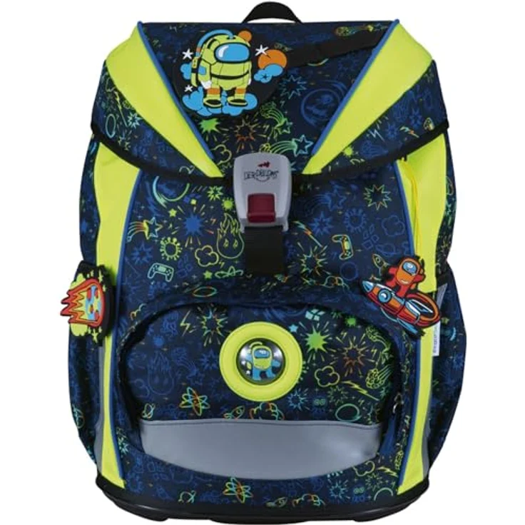 DerDieDas Schulranzen Set 5-TLG. ErgoFlex Light Neon Crazy, leichtes Eigengewicht von 800g, ergonomisch mit abnehmbaren Hüftgurten – Bild 2