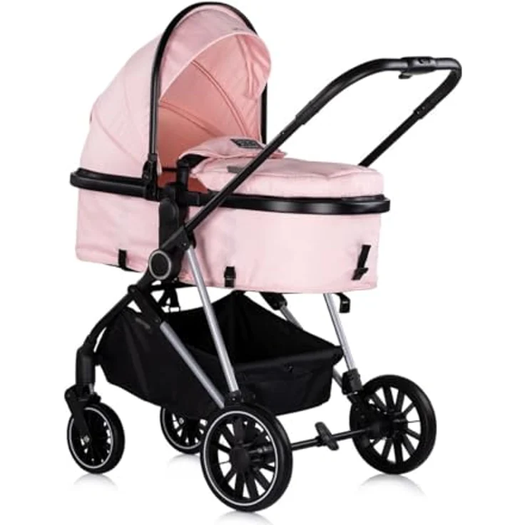 Chipolino Kinderwagen Aura 2 in 1 umbaubar Wickeltasche Sitz umkehrbar bis 22 kg, Pink – Bild 2