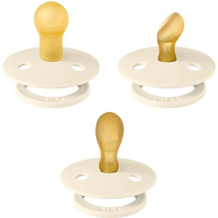 BIBS Colour Try-It Kollektion Schnuller, Kirschform, Symmetrische und Kiefergerechte Sauger, Naturkautschuk/Latex, 0+ Monate (3er Pack), Ivory – Bild 2