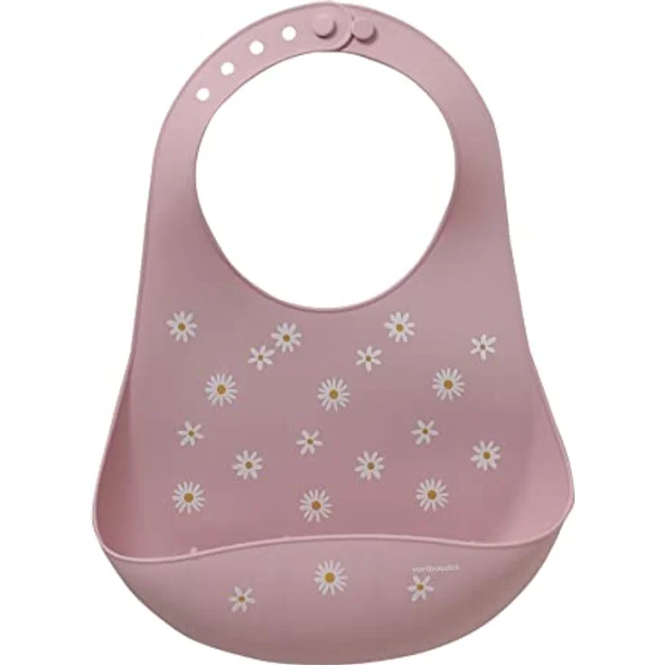 VERTBAUDET Baby Lätzchen mit Auffangschale, Silikon altrosa margeriten ONE SIZE – Bild 1