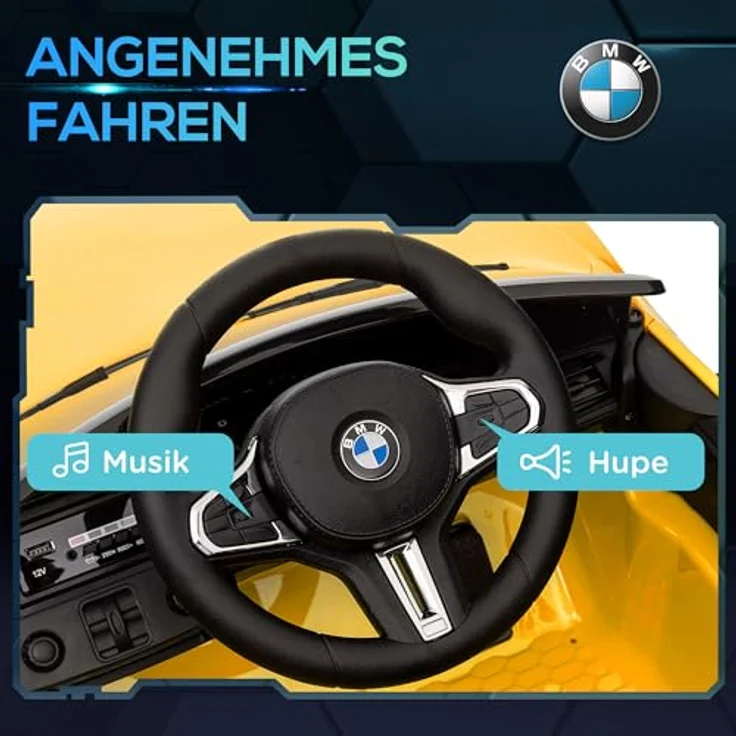 AIYAPLAY Elektro-Kinderauto BMW M4 Gelb, Belastbarkeit 25 kg, für Kinder 3-5 Jahre, mit Fernsteuerung und Musikfunktion – Bild 7