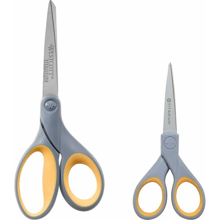 WESTCOTT Papierscheren-Set TITANIUM Nitride, 5" & 7" Scheren, grau, 2er Pack