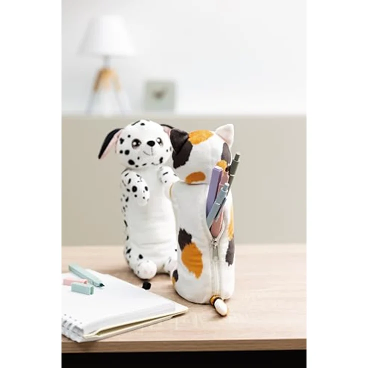 Nici Federmäppchen Pouchimals, Katze Glückskatze, flauschig weiches Design mit Reißverschluss, 12x12x25 cm – Bild 5