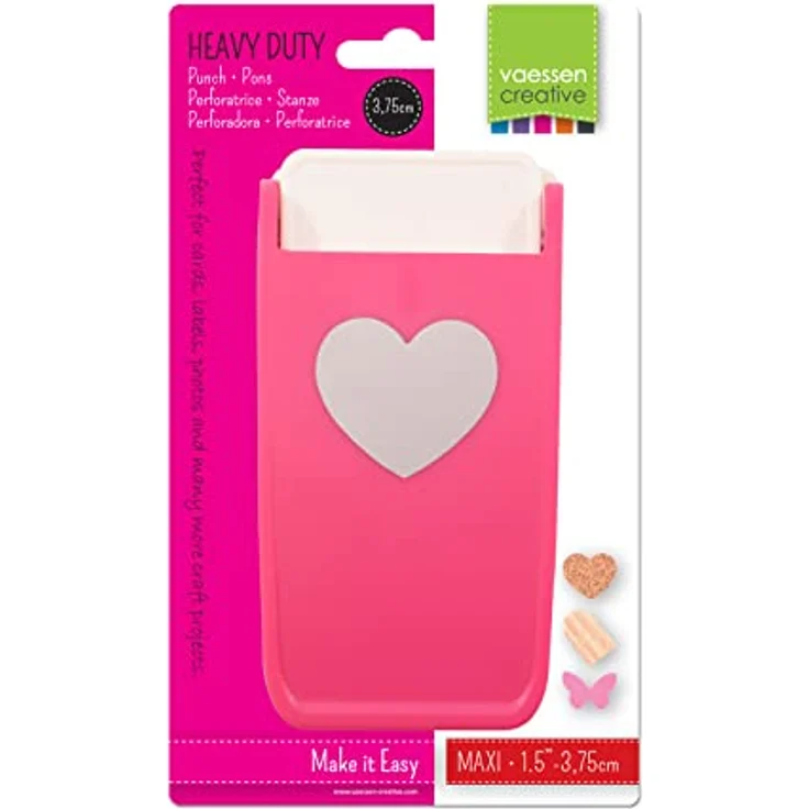 Vaessen Creative Motivstanzer Heavy Duty Herz, 3,75 x 3,4 cm, für dicke Papierarten wie PVC und Kork, ideal für Scrapbooking und Journaling – Bild 5