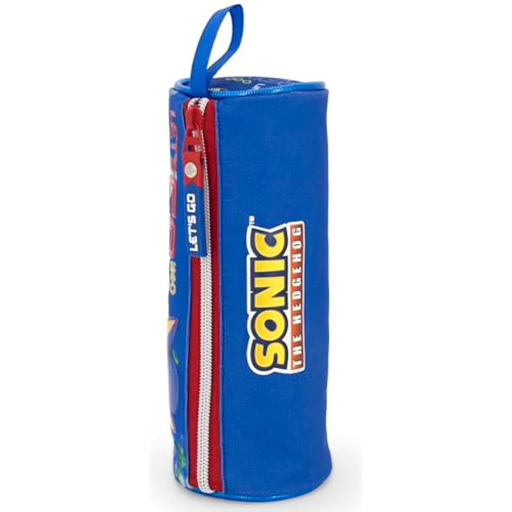 Clondo Schlampermäppchen Jungen für Sonic Fan – Rundes Stifteetui aus 600D Polyester mit robustem Reißverschluss (21x8 cm) – Bild 5