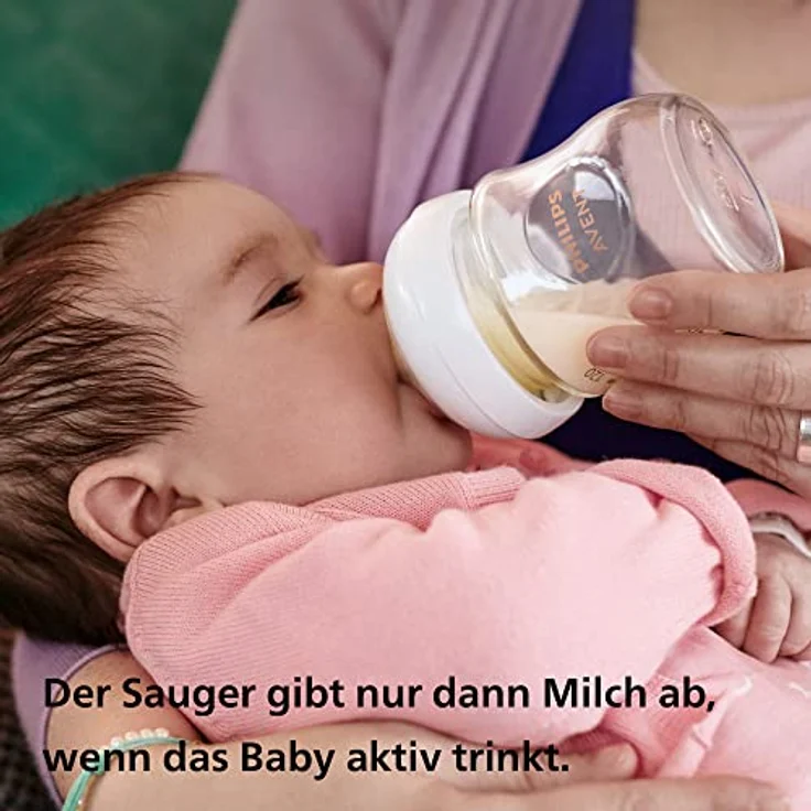 Philips Avent Babyflaschen aus Glas, Geschenkset für Neugeborene – 3 Babyflaschen Natural Response, ultra soft Schnuller, für Babys von 0–6 Monaten und älter (Modell SCD878/11) – Bild 5