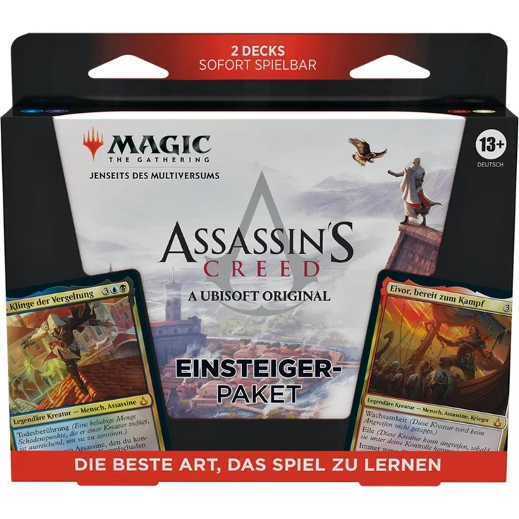 Wizards of the Coast Magic: The Gathering - Assassin's Creed Starter Pack, 2 Theme Decks (rot-weiß und blau-schwarz) für 2 Spieler ab 13 Jahren, Deutsch