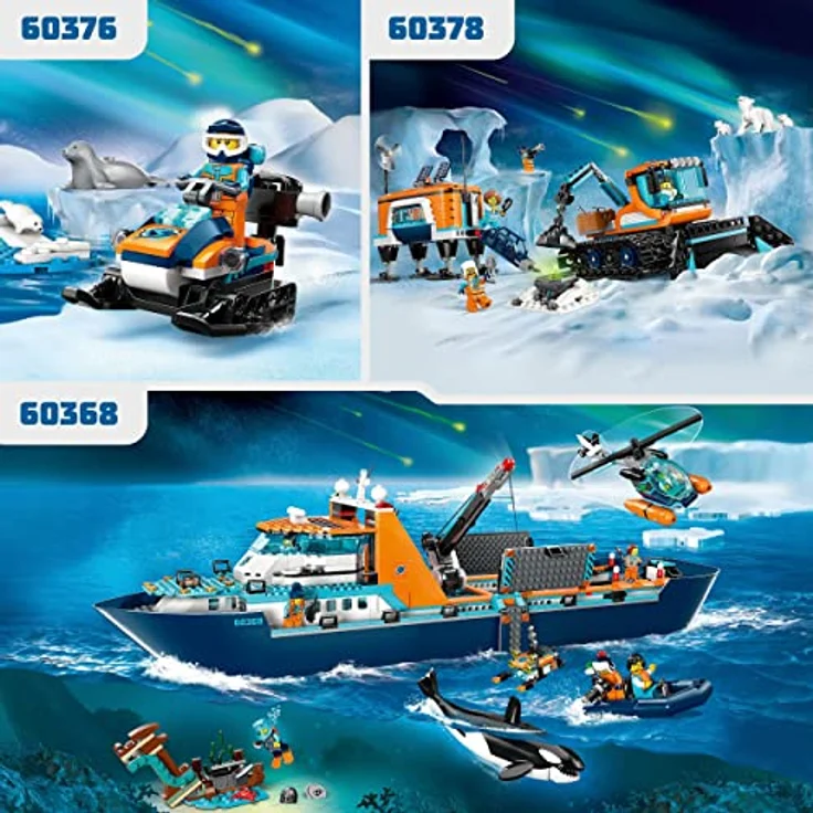 LEGO City Arktis-Schneemobil, Konstruktionsspielzeug-Set mit 3 Tier-Figuren und einer Explorer-Minifigur, für Kinder ab 5 Jahren 60376 – Bild 5