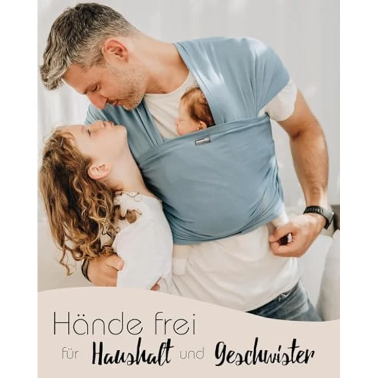 Hoppediz Elastisches Babytragetuch Dackelicious, 5,40 m für Neugeborene (2–9 kg) aus 100 % kbA-Baumwolle, optimale Gewichtsverteilung, einfache Handhabung – Bild 4