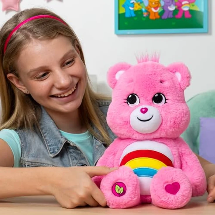 Care Bears Cheer Bear 22061, 14 Zoll Plüsch Kuscheltier in Pink, sammelbares Spielzeug für Mädchen und Jungen ab 4 Jahren – Bild 5
