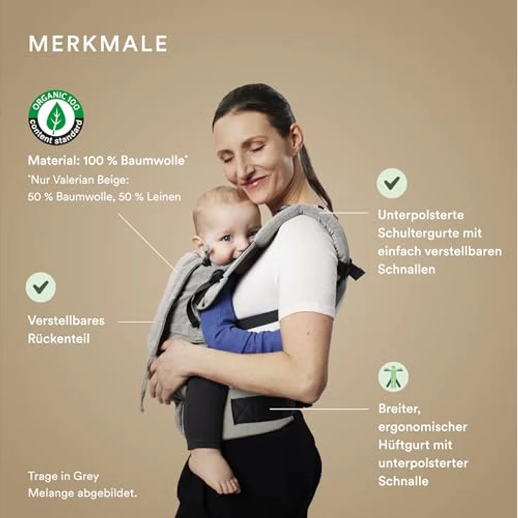 Stokke Limas™ Babytrage Flex, Full Buckle mit verstellbarem Steg und Rückenteil, für Babys ab 1 Monat, ergonomisch, aus Bio-Baumwolle – Bild 2