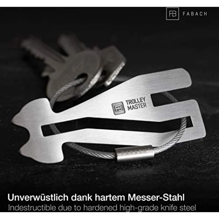 FABACH Trolley Master Stainless Steel Series, Edelstahl Einkaufswagenlöser Schlüsselanhänger für Frontlader- und Seitenschubfachfunktion, rostfreies Design – Bild 5