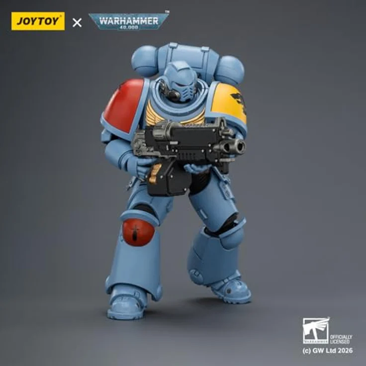 Joy Toy Warhammer 40,000 Space Wolves Intercessor Figur, 12 cm hoch, vollständig beweglich mit Bolzengewehr und Kettenschwert – Bild 3