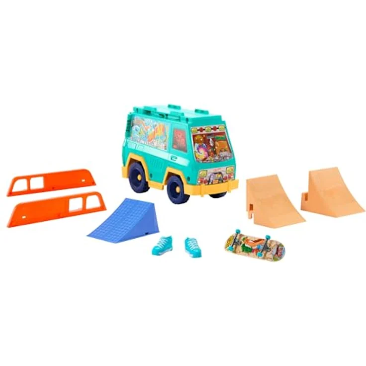 Hot Wheels Skate Skatervan, Spielset mit 2 Rampen, 2 Grind-Rails und exklusivem Fingerboard – Bild 4