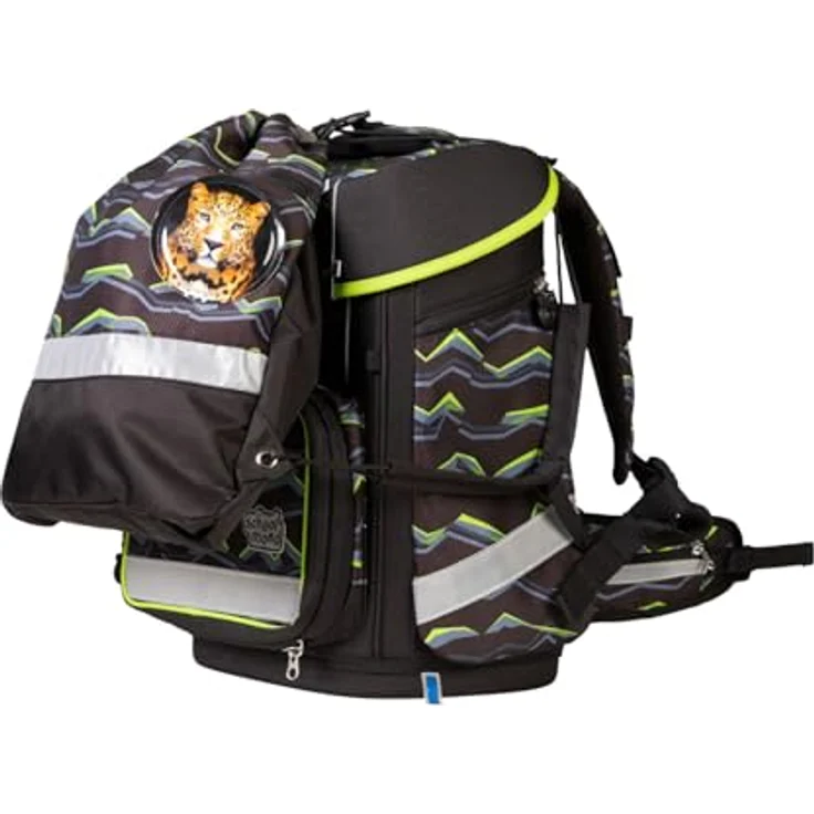 SCHOOL-MOOD® Schulrucksack Champion Maxx Pro Finn (Raubkatze), 7-tlg. Set mit höhenverstellbarem System, ergonomischem Rückenpolster und reflektierenden Flächen – Bild 9