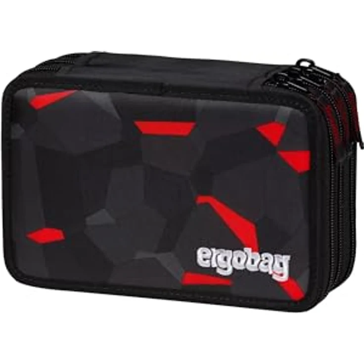 ergobag Maxi Mäppchen Set 40-Teilig, Lyra Bunt- und Filzstifte, Kleingeld Fach, Lineal, Schere TaekBärdo - Grau, Federmäppchen mit umweltfreundlichen Materialien – Bild 1