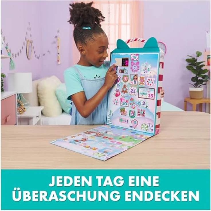 Gabby's Dollhouse, Adventskalender mit 24 Überraschungen, Figuren, Aufklebern und Puppenhaus-Zubehörteilen, Geschenk für Kinder ab 3 Jahren – Bild 2