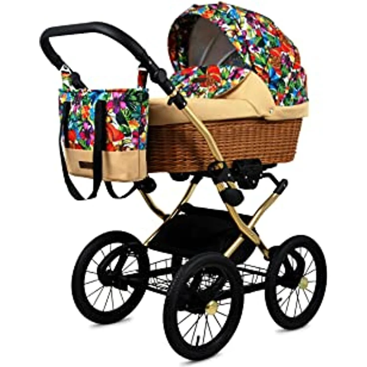 Babylux BabyLux ALU 2in1 Kinderwagen Jungle Flowers Gold Frame - Multifunktional, elegant, sicher und praktisch – Bild 2