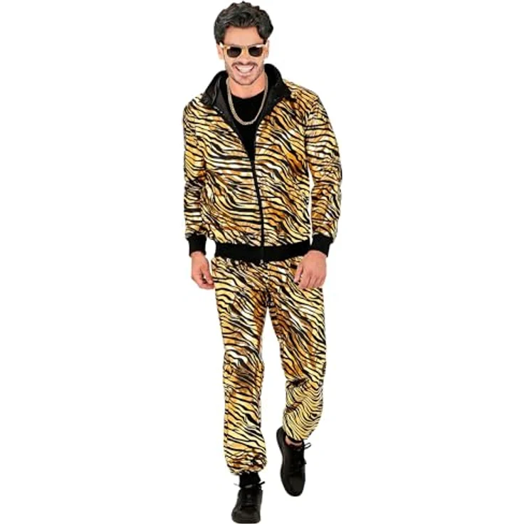 Widmann 80er Jahre Tiger Trainingsanzug, knallige Farben, Größe M für Fasnacht und Mottoparty – Bild 2