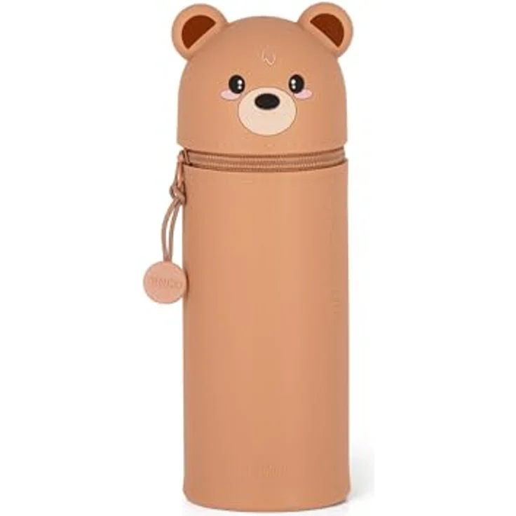 LEGAMI Kawaii 2-in-1 Weiche Silikontasche - Teddy Bear, Reißverschluss, Stiftehalter, Silikon, bunt, H 18,5 cm – Bild 1