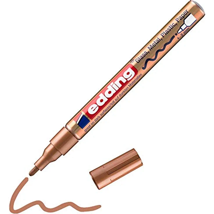 edding 751 Glanzlackmarker - kupfer - Packung mit 1 Lackmarker - Rundspitze 1-2 mm - Lackstift für Glas, Stein, Holz, Kunststoff und Papier - wasserfest, stark deckend – Bild 1