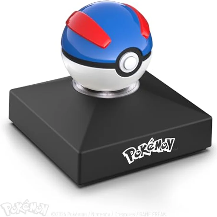 The Wand Company Pokémon Diecast Replik Mini Superball, hochwertige Miniatur-Replicate mit Leuchtfunktion und versilbertem Display-Token, 9 x 10 x 10 cm – Bild 4