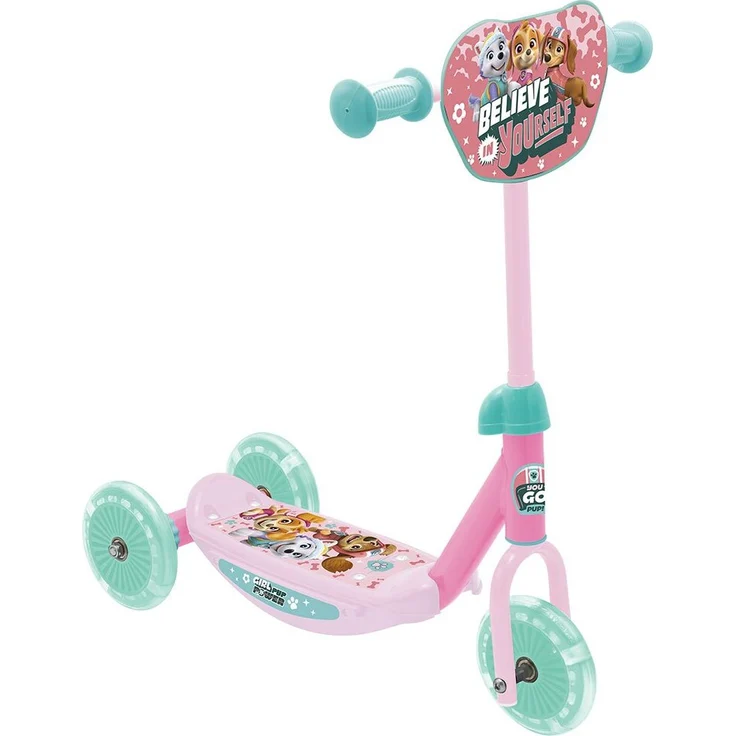 Paw Patrol 3-Rad-Kinderroller „Girl Pup Power“ | Rosa | ABEC-5 Kugellager, höhenverstellbarer Lenker, für Kinder ab 3 Jahren