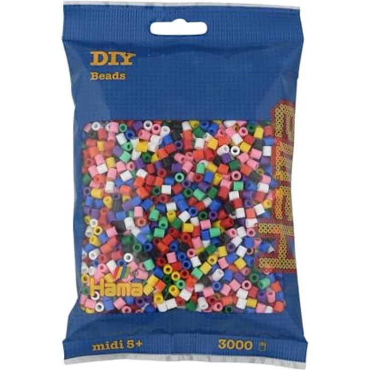 Hama Perlen 201-00 Bügelperlen Midi, ca. 3000 Stück in 10, Mehrfarbig – Bild 2