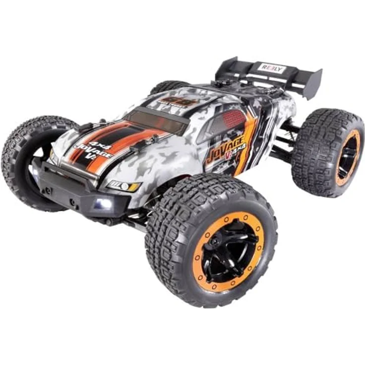 Reely JoVage 4x4 V2 Orange/Weiß Brushed 1:16 RC Modellauto Elektro Truggy Allradantrieb (4WD) RTR 2,4 GHz inkl. Akku - Spritzwassergeschützter Empfänger/ESC, LED-Scheinwerfer, Gripstarke Räder – Bild 1