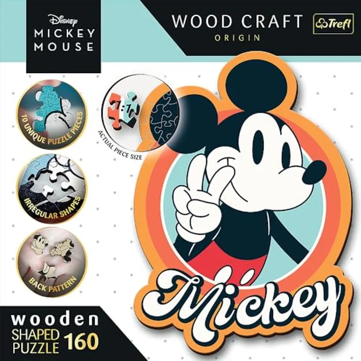 Trefl 20191 Woodcraft Mickey Mouse Konturenpuzzle aus Holz, Mehrfarbig – Bild 3